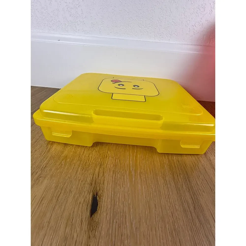 LEGO Minifigure Head Storage Case Gently Used Lot of 2 Red Yellow